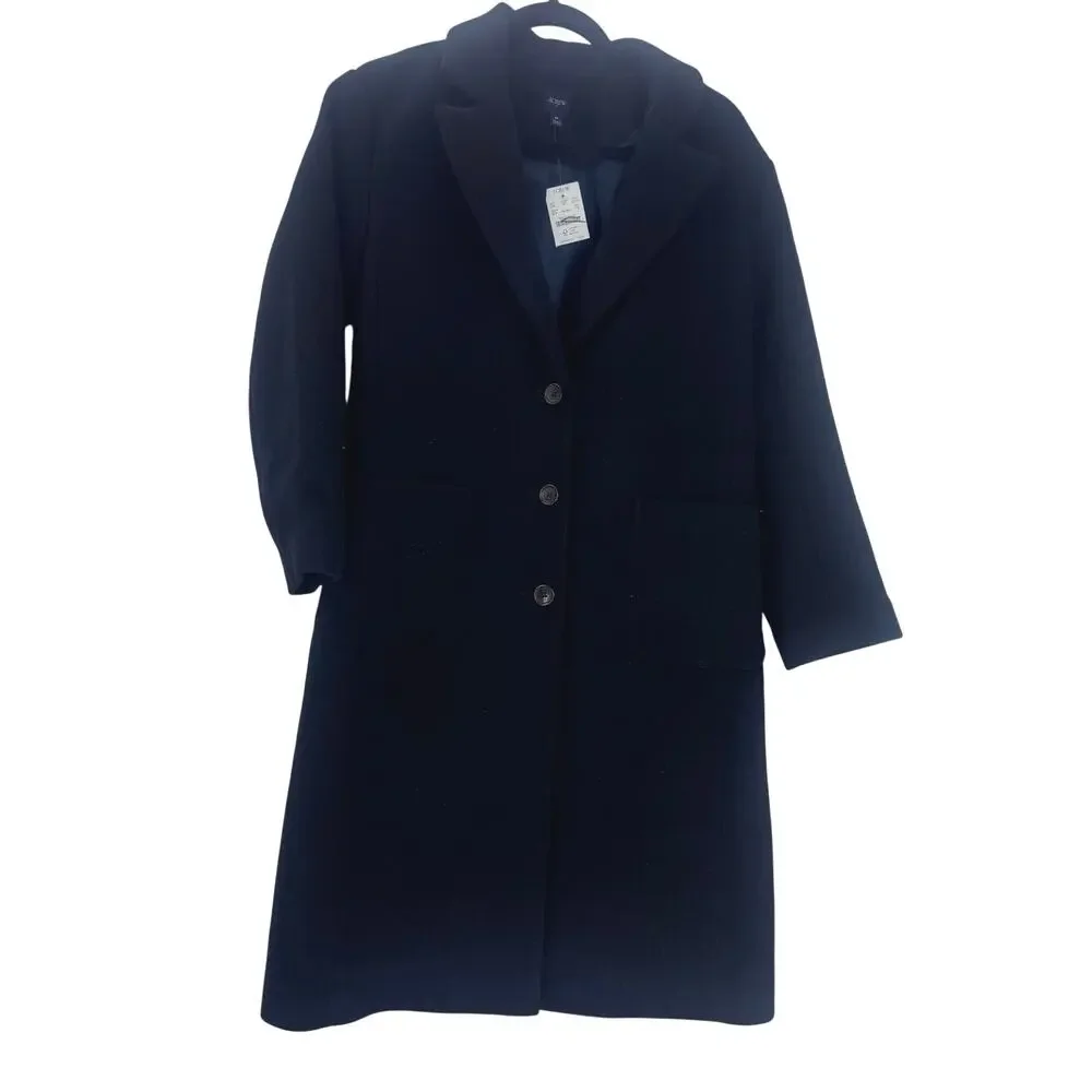 J. Crew Women's Single Breasted Long coat Long Sleeve Sleeve Black Size SP NWT